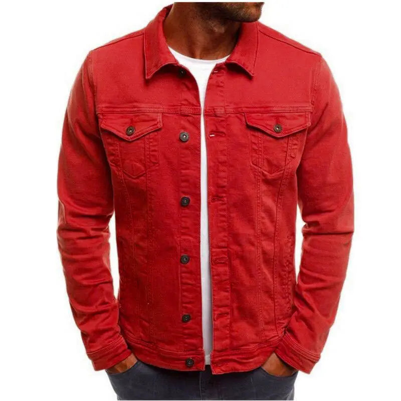 Men Denim Jacket Casual 95 Percent Cotton Breathable Button Front Everyday Streetwear - MENLL