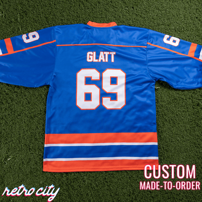 Retro City Threads Goon Halifax Highlanders Doug Glatt Custom Lace-Up Hockey Jersey - Close Up