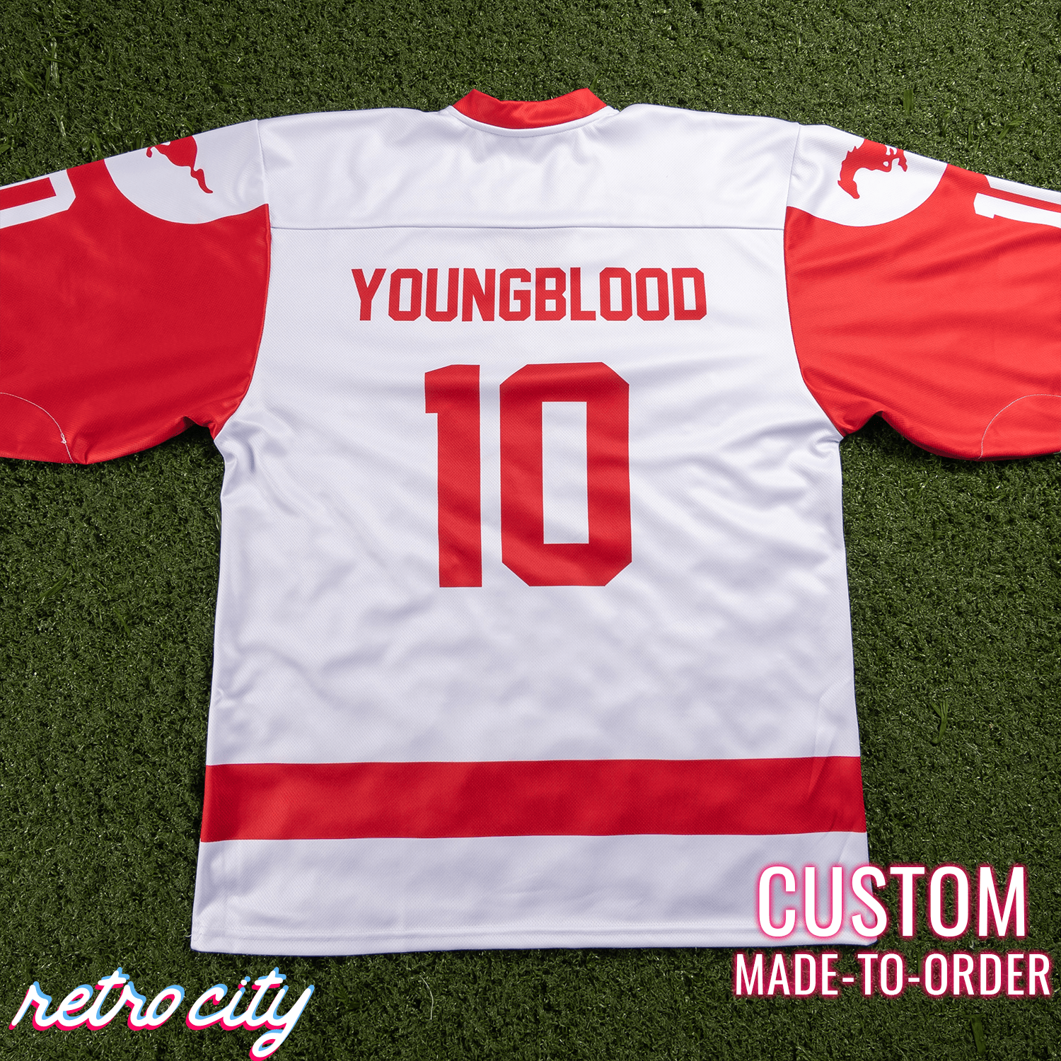 Retro City Threads Dean Youngblood Hamilton Mustangs Custom Hockey Jersey - Full View