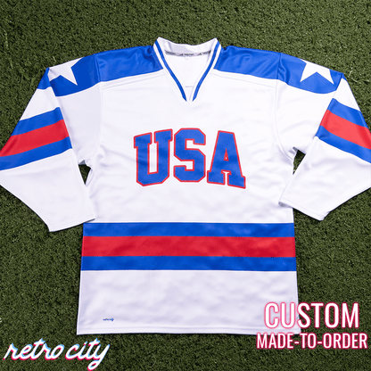 Retro City Threads Miracle On Ice USA Custom Hockey Jersey - Full View
