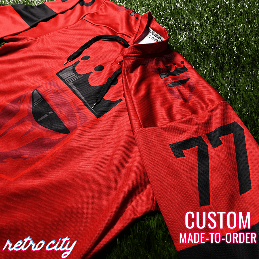Retro City Threads Royal Guard Dark Side Lace-up Hockey Jersey Sweater - Close Up