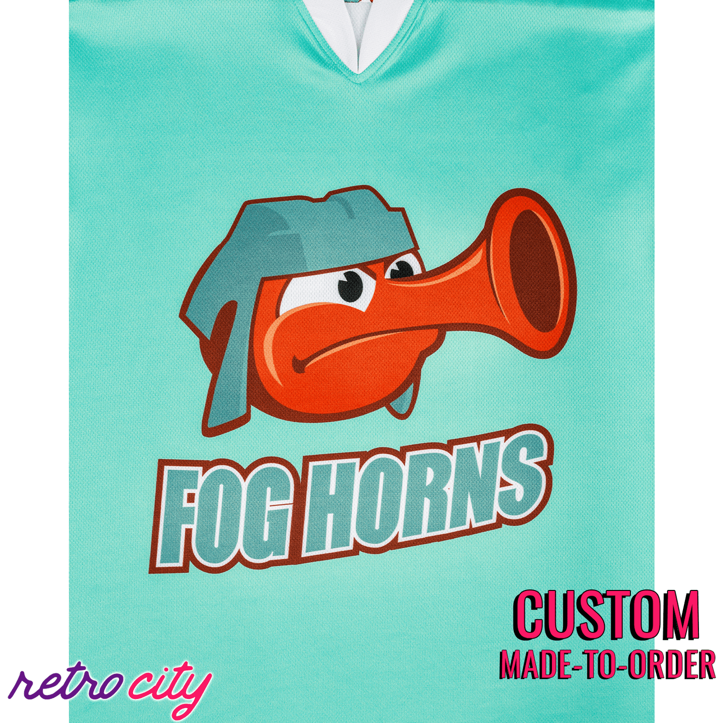 Retro City Threads San Francisco Fog Horns Hockey Jersey - Close Up