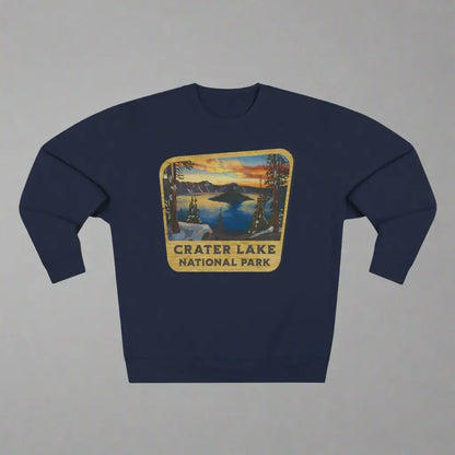 Crater Lake National Park Unisex Fit Crewneck Sweatshirt Wood Sign Lake View