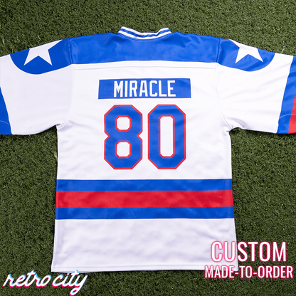 Retro City Threads Miracle On Ice USA Custom Hockey Jersey - Side View