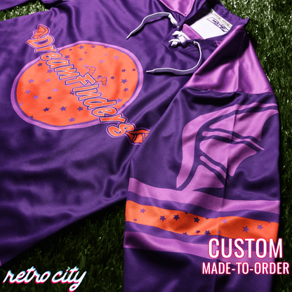 Retro City Threads Dreamfinders Lace-up Hockey Jersey Sweater - Close Up