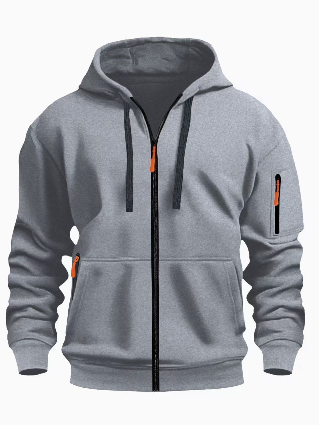 MENLL Zipper Hoodie Men's Sports Casual Cardigan Coat Warm Fleece