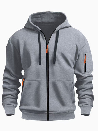 MENLL Zipper Hoodie Men's Sports Casual Cardigan Coat Warm Fleece