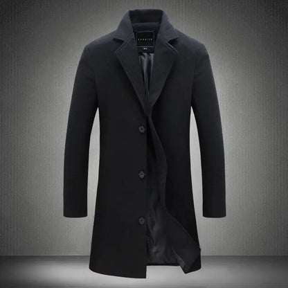 Autumn And Winter New Mens Solid Color Casual Business Woolen Coats MENLL