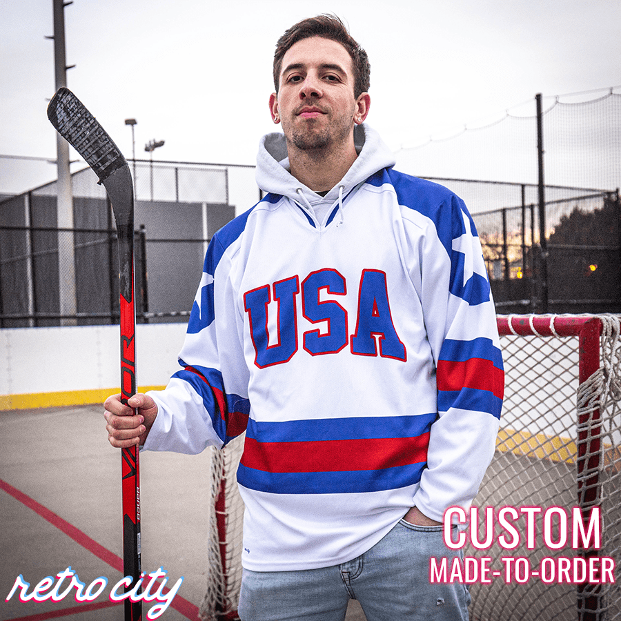 Retro City Threads Miracle On Ice USA Custom Hockey Jersey - Main Product Image