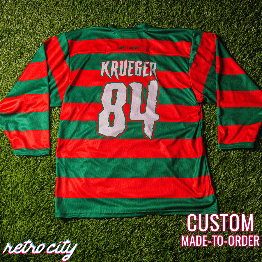 Retro City Threads Elm Street Custom Lace-Up Hockey Jersey - Back View