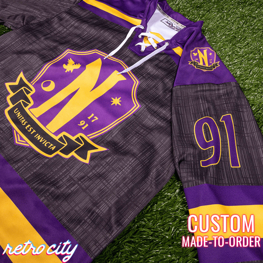 Retro City Threads Nevermore Academy Lace-Up Hockey Jersey Sweater - Side View