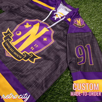Retro City Threads Nevermore Academy Lace-Up Hockey Jersey Sweater - Side View