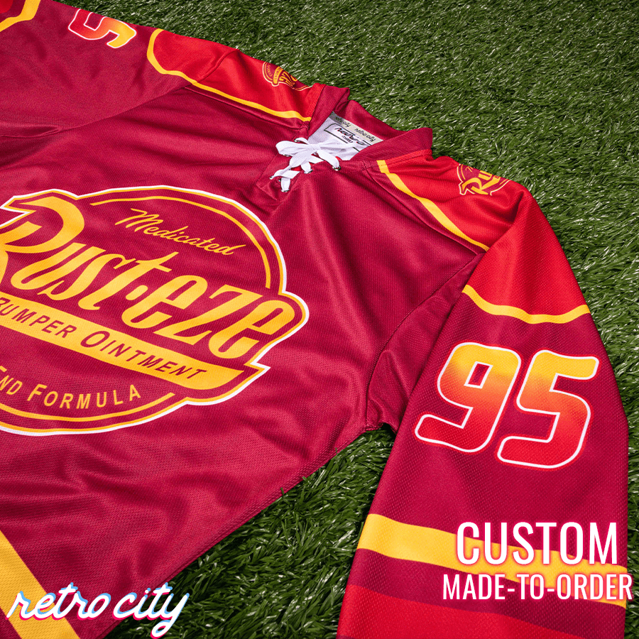 Retro City Threads Rust-eze Radiator Springs Lace-up Hockey Jersey - Side View