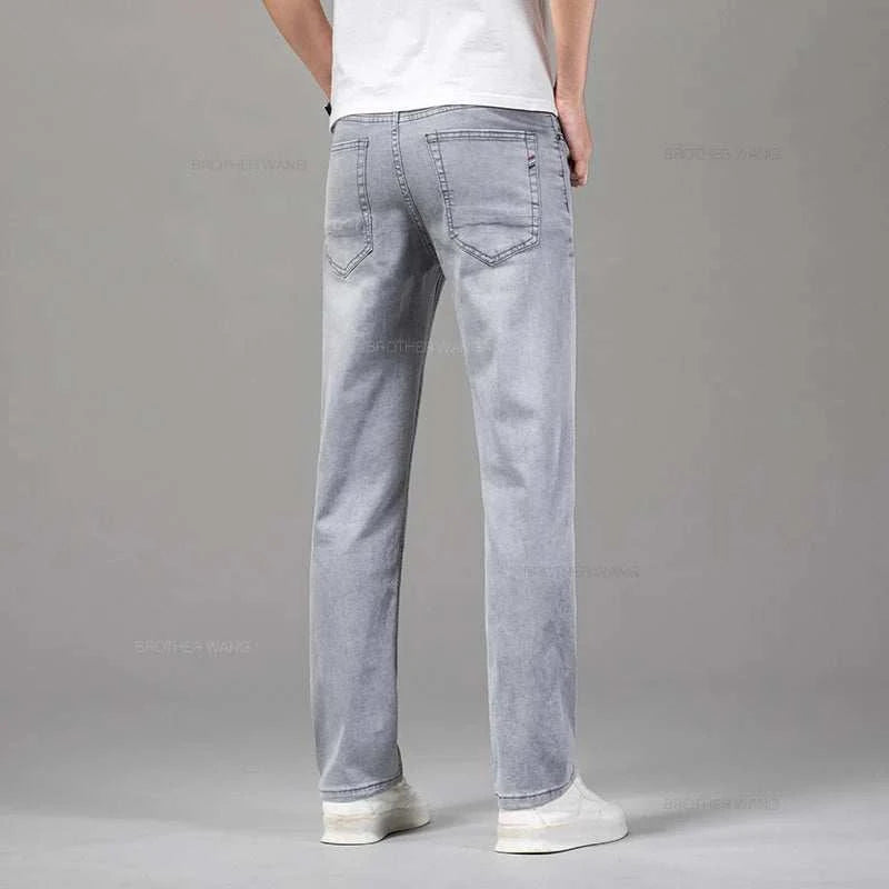 Ultimate Summer Comfort: Men's Gray Stretch Jeans for Effortless Style - MENLL