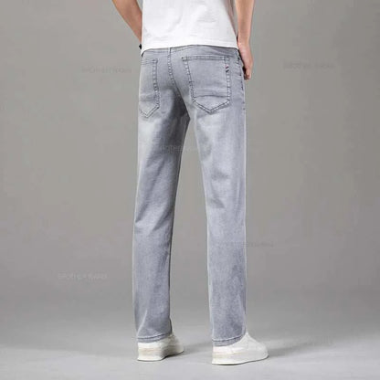 Ultimate Summer Comfort: Men's Gray Stretch Jeans for Effortless Style - MENLL