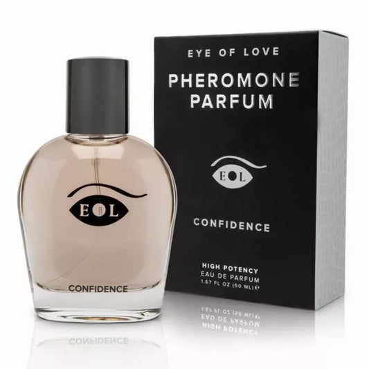 Eye of Love Confidence Pheromone Cologne, 50ml bottle with packaging, elegant men's fragrance.