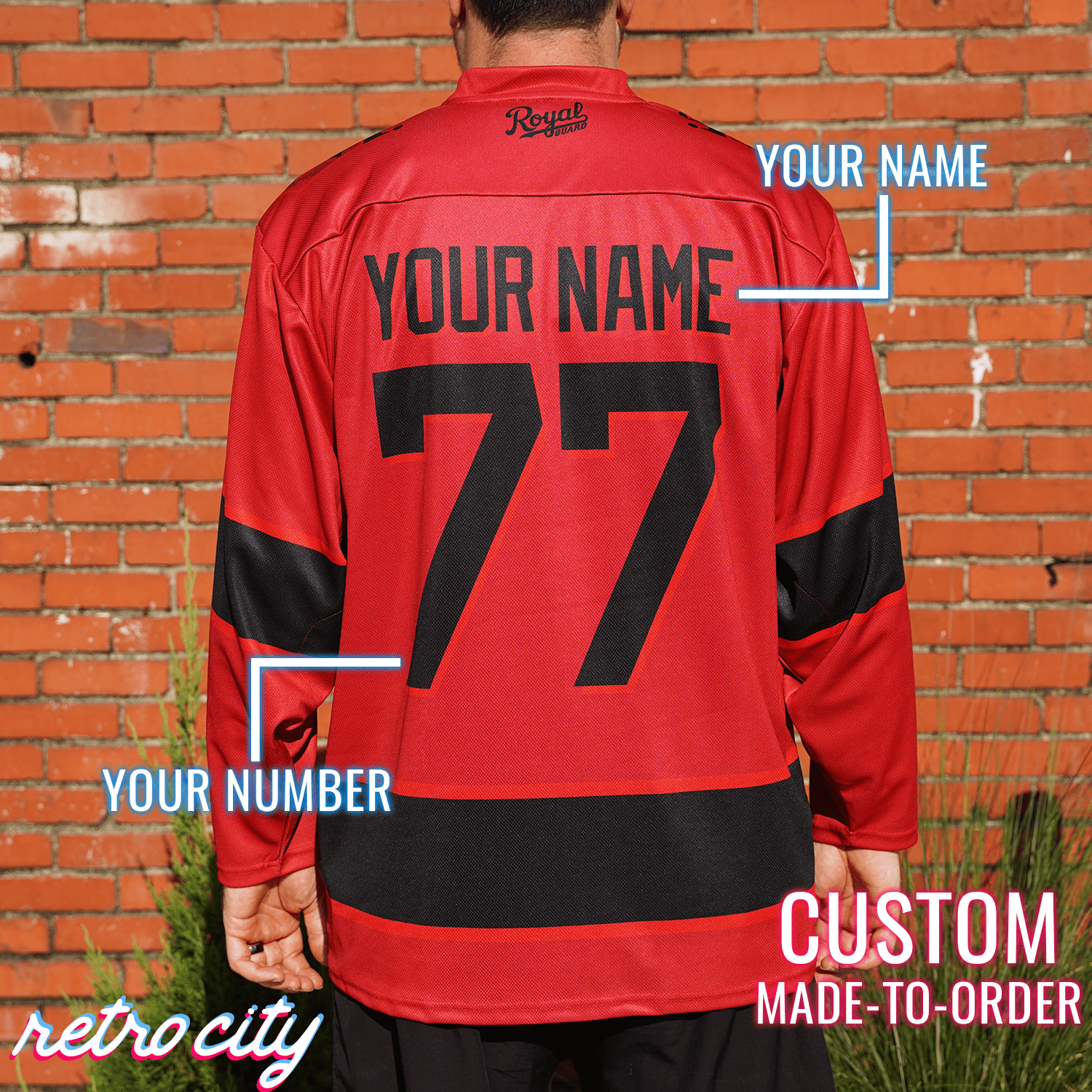Retro City Threads Royal Guard Dark Side Lace-up Hockey Jersey Sweater - Alternate Angle