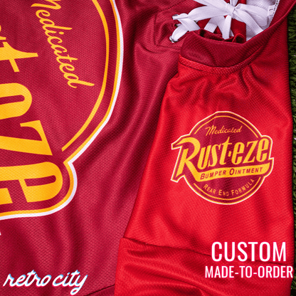 Retro City Threads Rust-eze Radiator Springs Lace-up Hockey Jersey - Back View