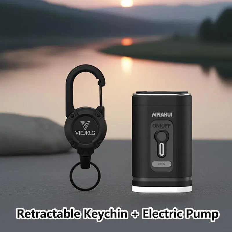 2026 Portable Air Pump With Retractable Keychain And Three-Level Adjustable Light For Quick Inflation And Pumping,Ideal For Camping, Travel, And Home Storage. MENLL