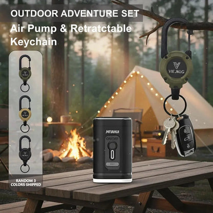 2026 Portable Air Pump With Retractable Keychain And Three-Level Adjustable Light For Quick Inflation And Pumping,Ideal For Camping, Travel, And Home Storage. MENLL