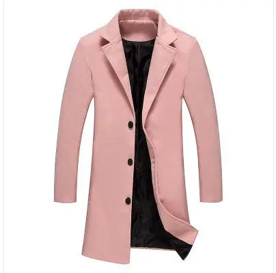 Autumn And Winter New Mens Solid Color Casual Business Woolen Coats MENLL
