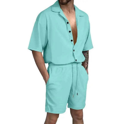 Cardigan casual beach shorts set - MENLL