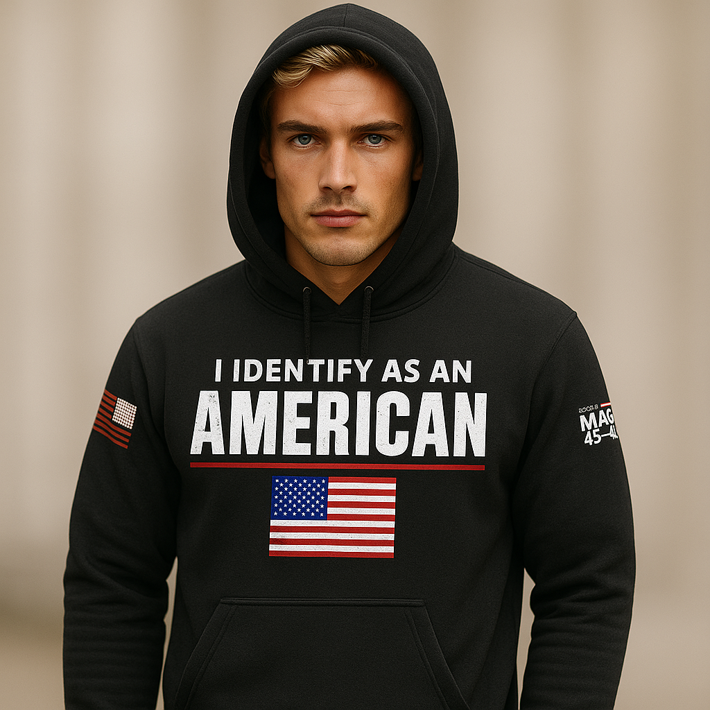 Jackets - Identify as an American Black Hoodie D.O.G.E SWAG