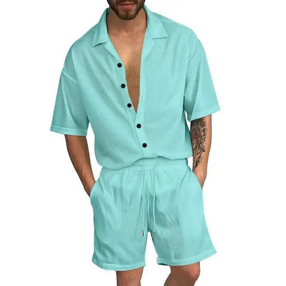 Cardigan casual beach shorts set - MENLL