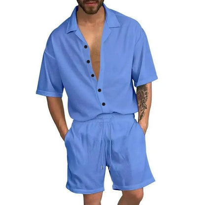 Cardigan casual beach shorts set - MENLL