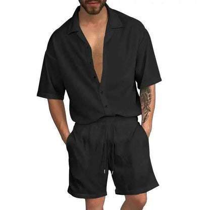 Cardigan casual beach shorts set - MENLL