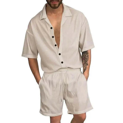 Cardigan casual beach shorts set - MENLL