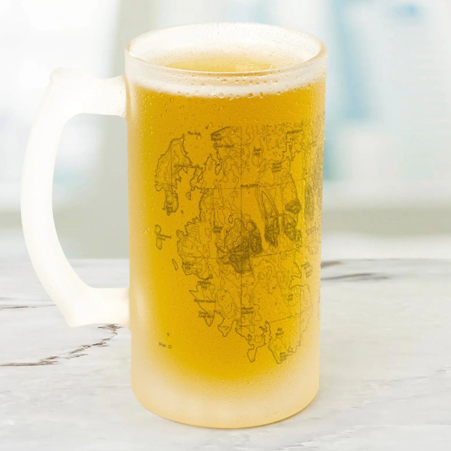 Acadia National Park Topographic Frosted Pint Glass