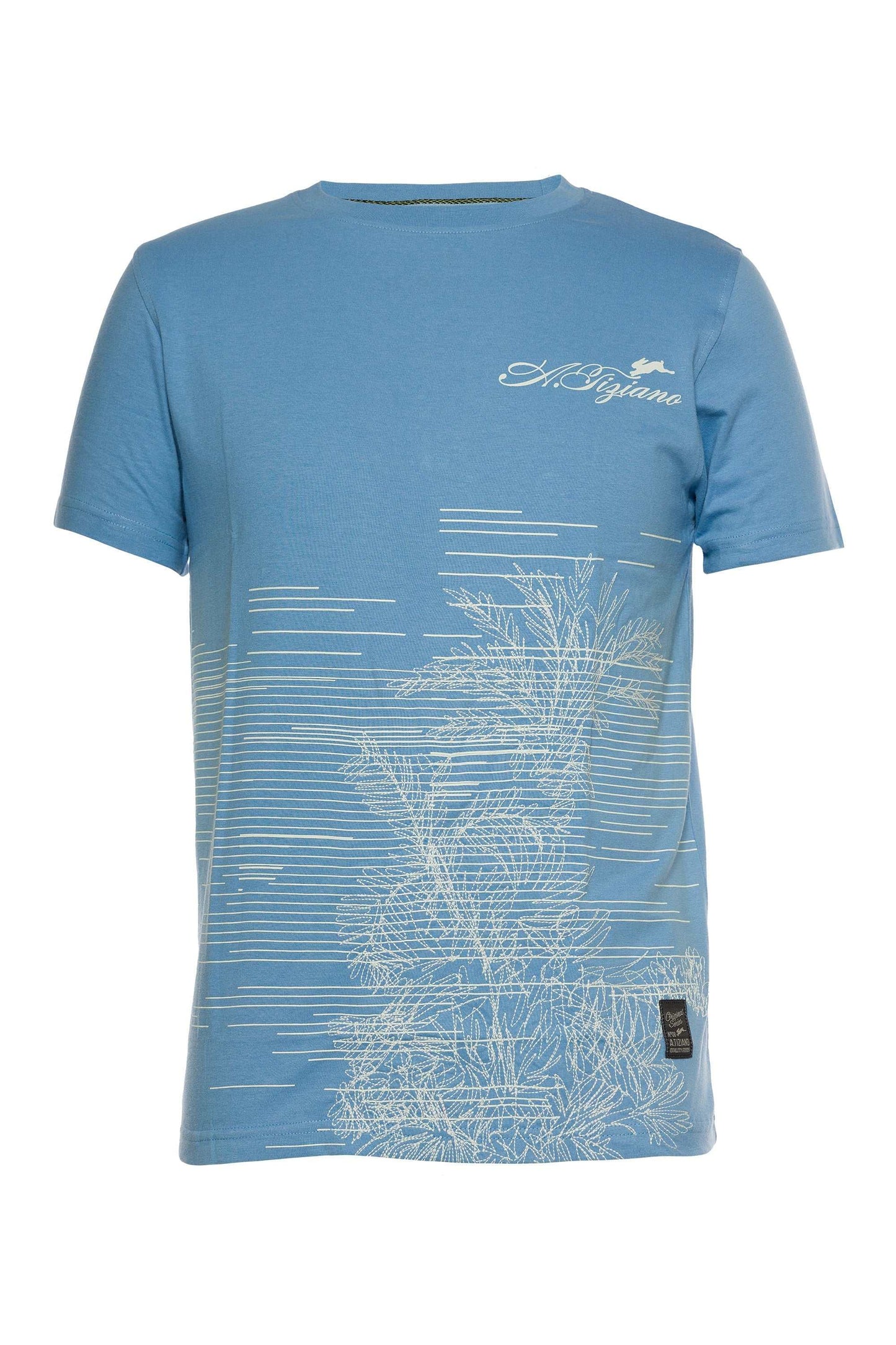 Alfonzo graphic print tee with short sleeves and scribble jungle design.
