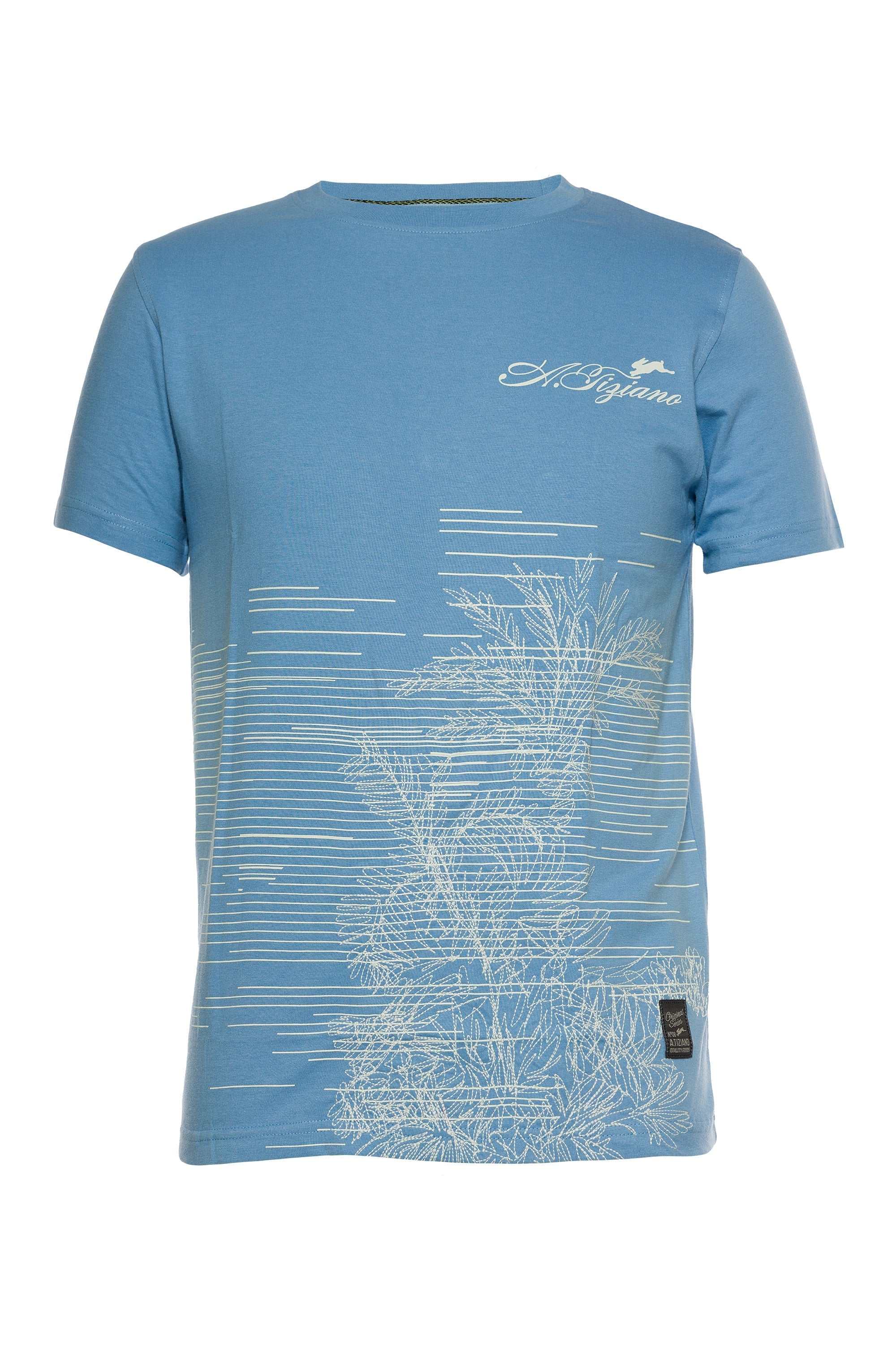 Alfonzo graphic print tee with short sleeves and scribble jungle design.