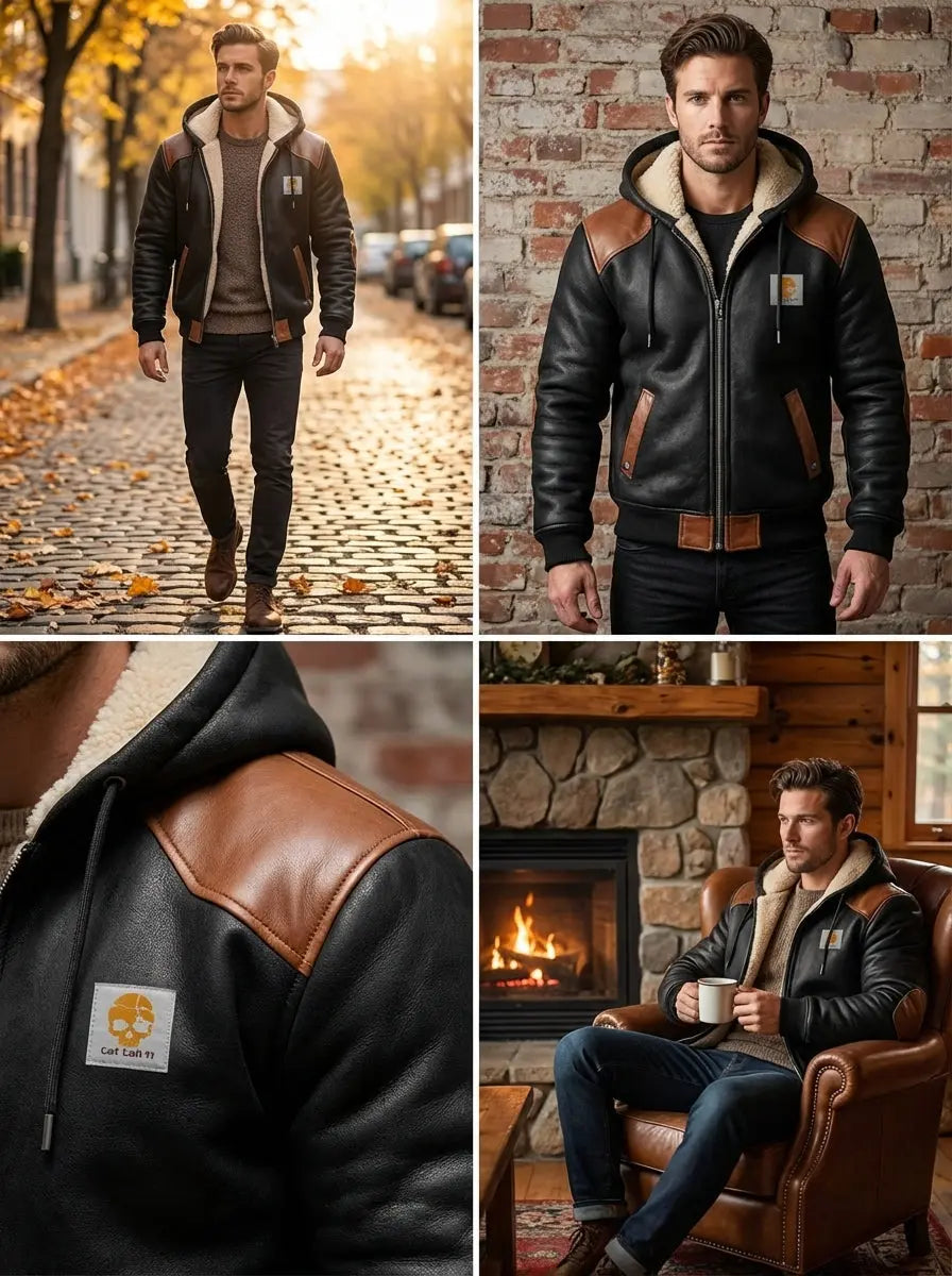 Fleece Lined Quilted Hooded Jacket For Men Multicolor Digital Print Durable 100 Percent Polyester Warm - MENLL