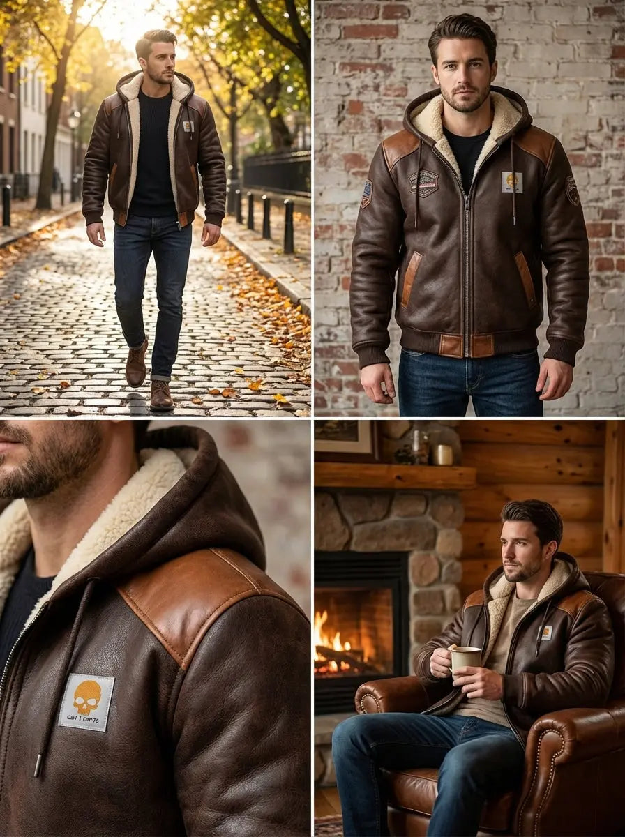 Fleece Lined Quilted Hooded Jacket For Men Multicolor Digital Print Durable 100 Percent Polyester Warm - MENLL