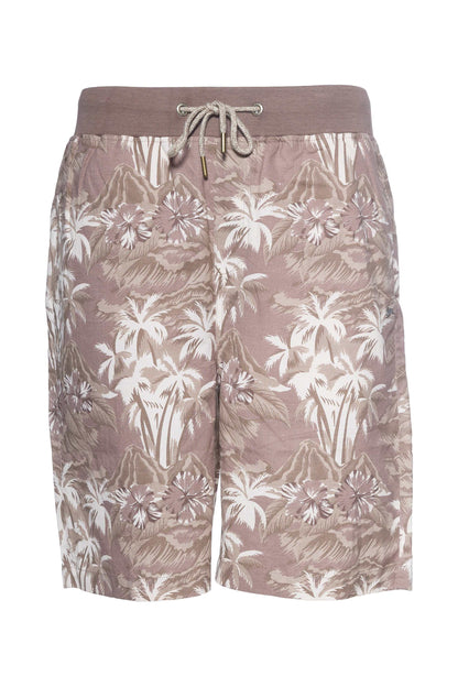 Bruno printed linen short with floral pattern, elastic waistband, and front pockets.