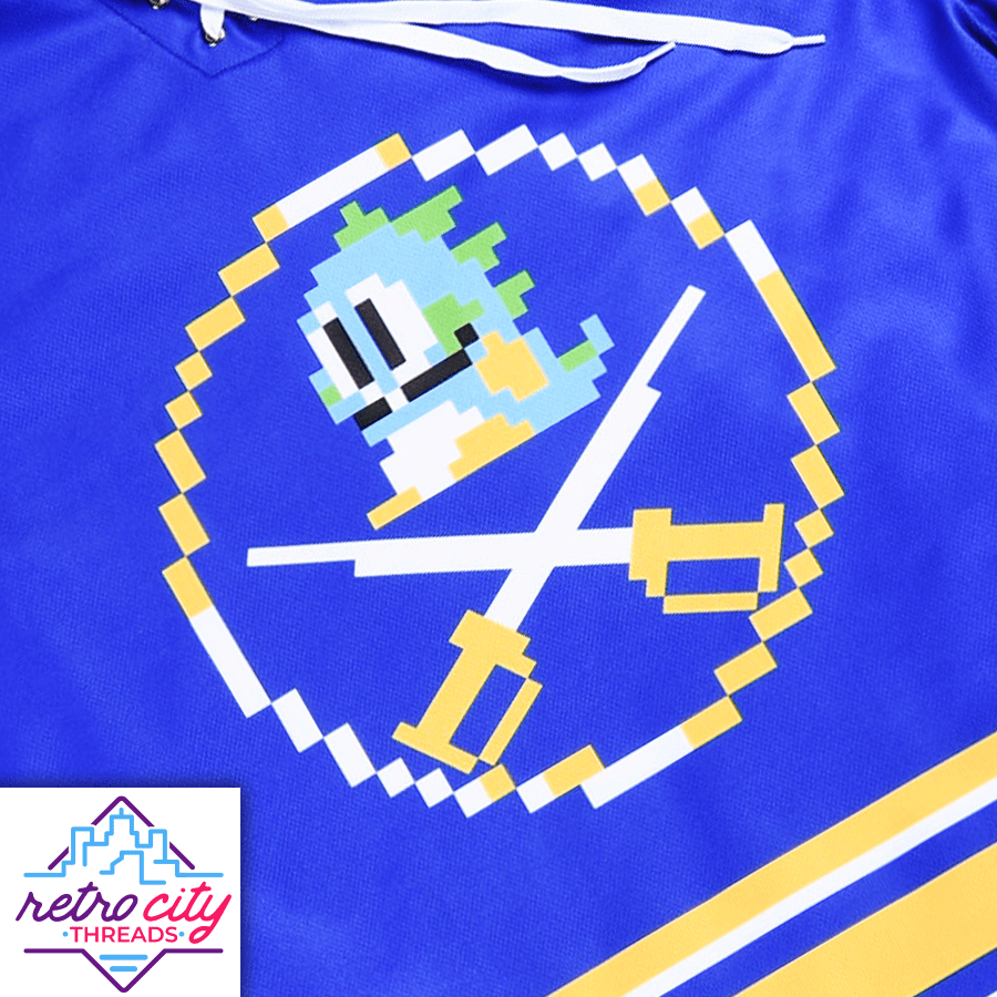 Retro City Threads Retro City Threads Buffalo Sabres Bubble Bobble 8-Bit Custom Hockey Jersey - Side View