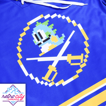 Retro City Threads Retro City Threads Buffalo Sabres Bubble Bobble 8-Bit Custom Hockey Jersey - Side View
