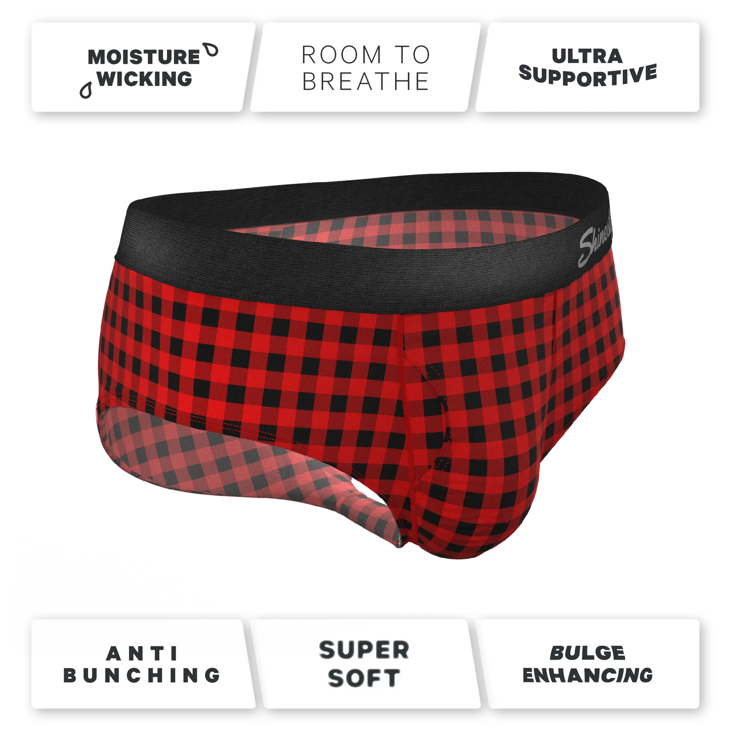 The Cardinal | Micro Buffalo Check Ball Hammock® Pouch Underwear Briefs - MENLL