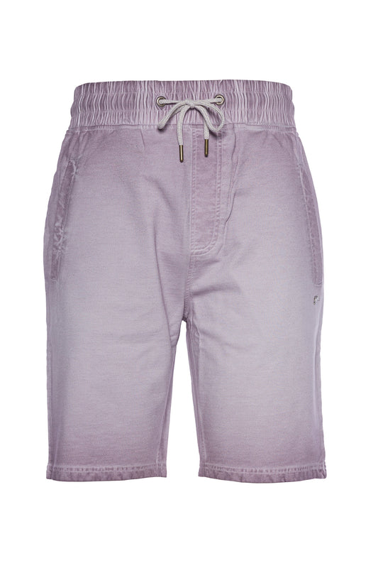 Cold dye French Terry shorts with welt pockets, security zipper, and elastic waistband.