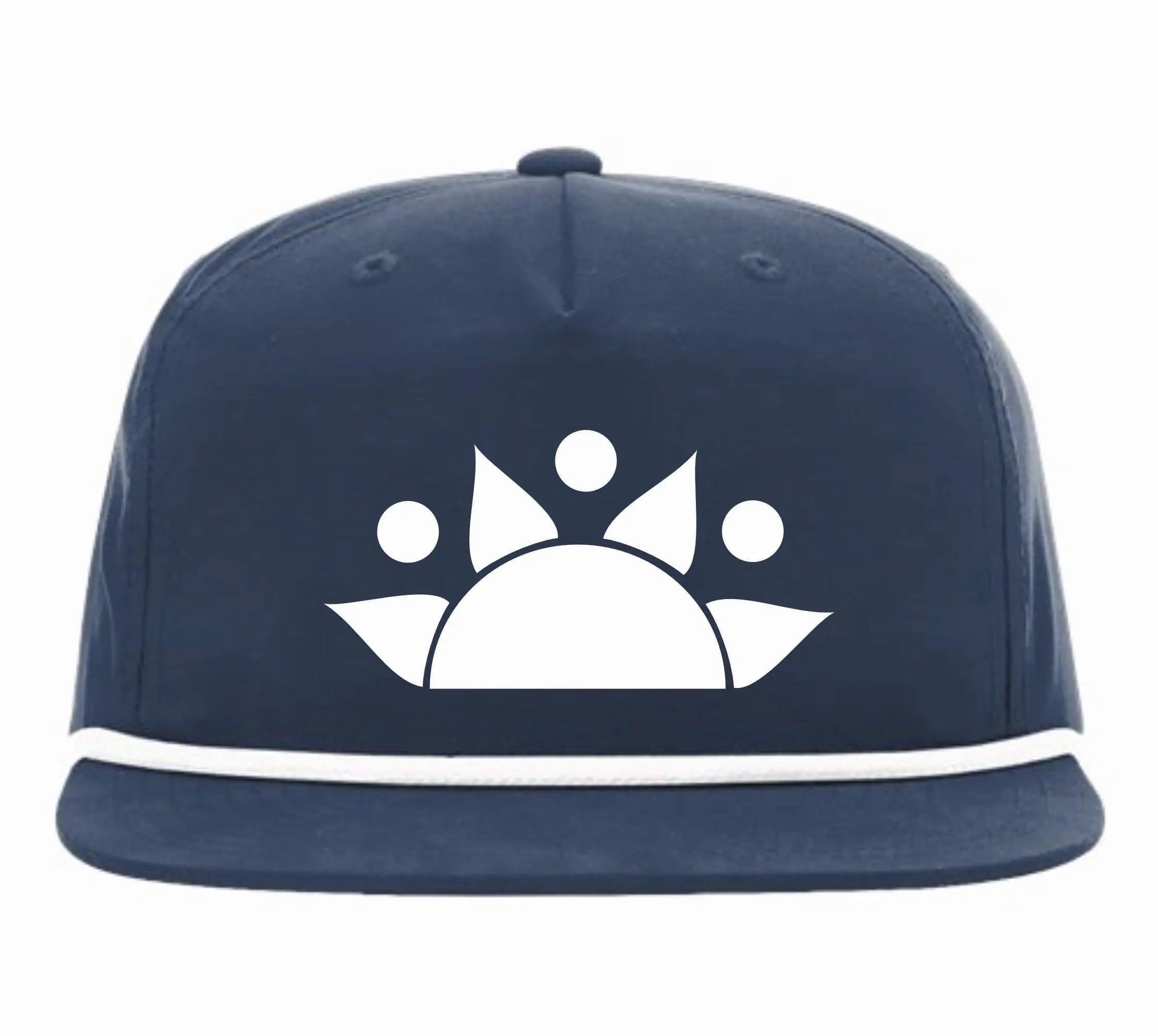 SUN LOGO Flat Bill with Braid cap -Navy/White | MENLL