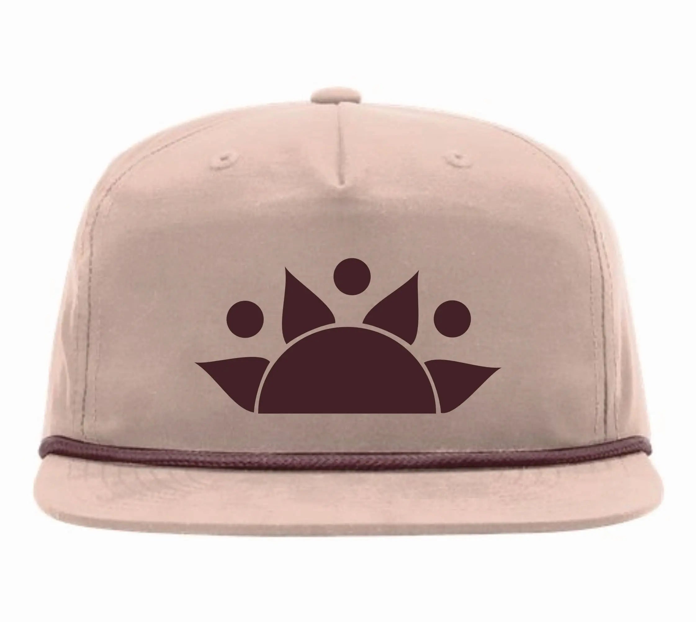 SUN LOGO Flat Bill with Braid cap -Pale Peach/Maroon | MENLL