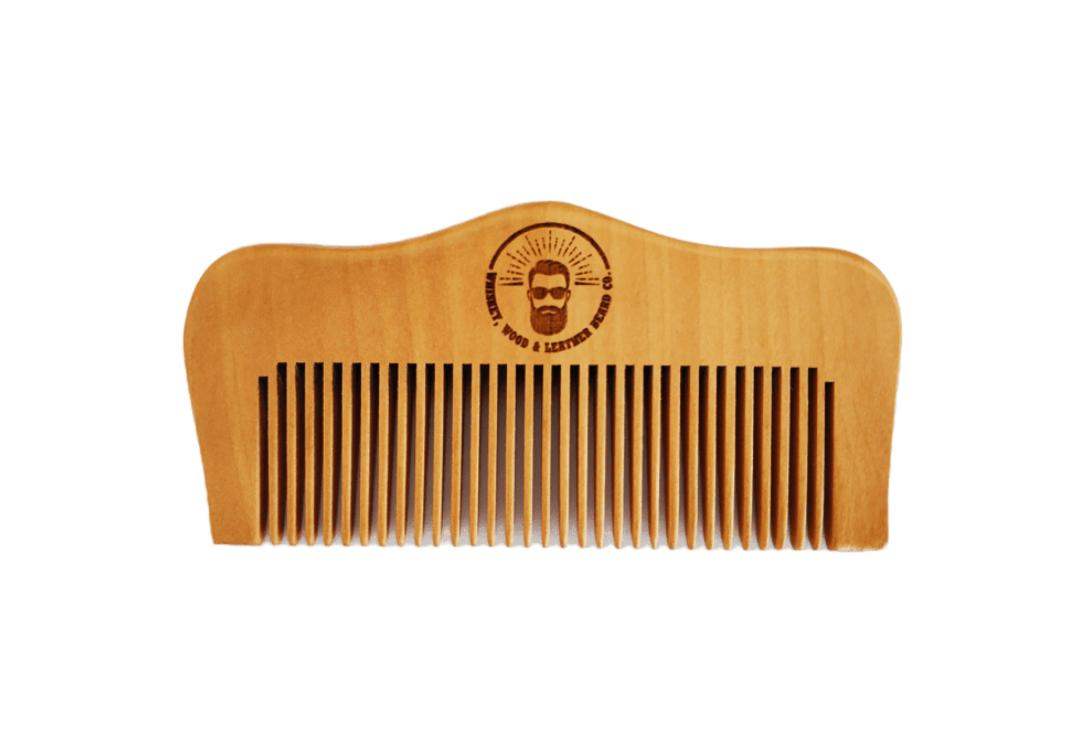 peach wood beard comb with custom logo design