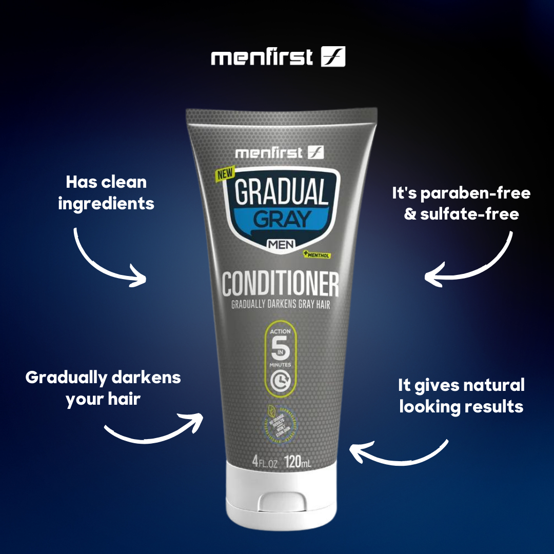 Menfirst Gradual Gray - Good Bye Gray Hair - 3-in-1 Shampoo + Beard Wa Menfirst