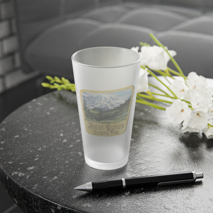 Mount Rainier National Park Frosted Pint Glass Sign