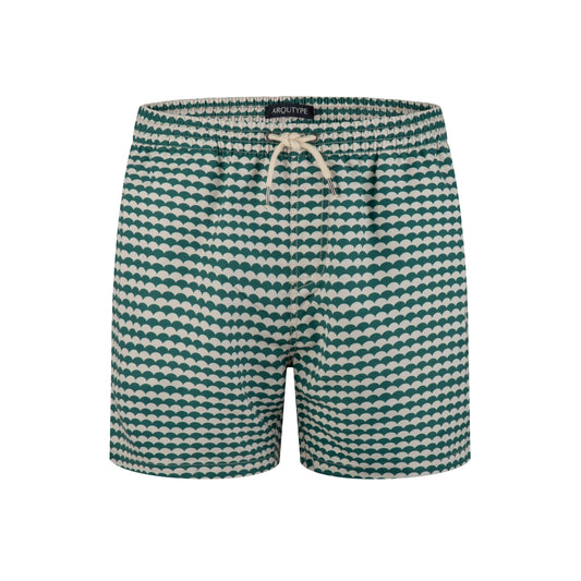 Brighton Beach Swim Shorts in British Racing Green with elastic waistband and drawstring.