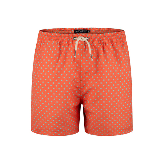 Bondi Swim Shorts with polka dot design, elastic waistband, and recycled polyester.
