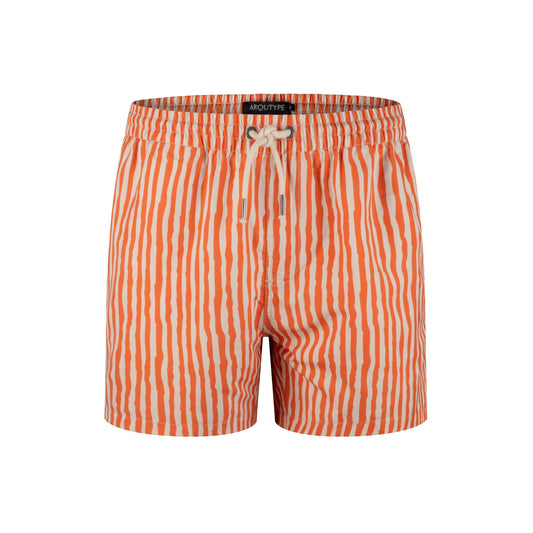 Sentosa Swim Shorts with tiger-inspired design, elastic waistband, and recycled polyester material.