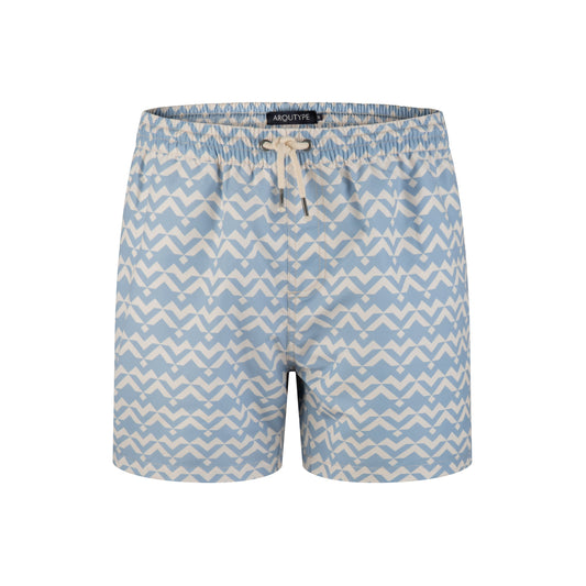 Tel Aviv Swim Shorts, eco-friendly recycled polyester, quick-dry, stylish design, elastic waistband, mesh lining.